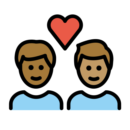 Casal Apaixonado: Homem, Homem, Pele Morena Escura, Pele Morena para OpenMoji 16.0