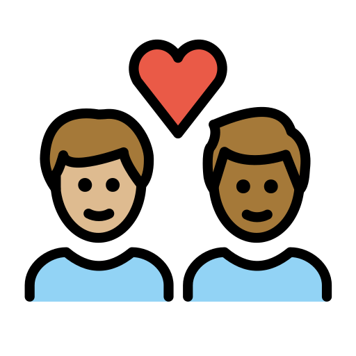 Casal Apaixonado: Homem, Homem, Pele Morena Clara, Pele Morena Escura para OpenMoji 16.0