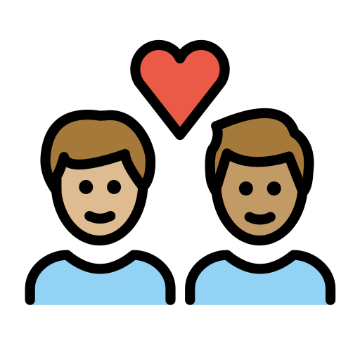 Закохана пара: чоловік чоловік світлий тон шкіри середній тон шкіри для OpenMoji 16.0