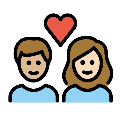 Casal Apaixonado: Mulher, Homem, Pele Morena Clara, Pele Clara para OpenMoji 16.0
