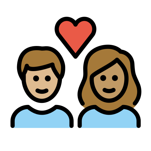 Casal Apaixonado: Mulher, Homem, Pele Morena Clara, Pele Morena para OpenMoji 16.0