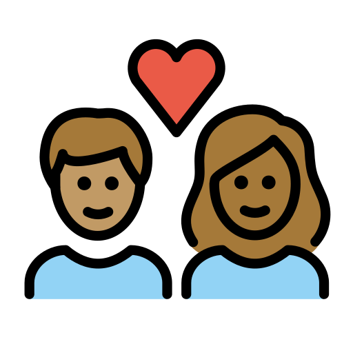 Casal Apaixonado: Mulher, Homem, Pele Morena, Pele Morena Escura para OpenMoji 16.0