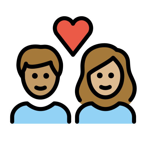 Casal Apaixonado: Mulher, Homem, Pele Morena, Pele Morena Clara para OpenMoji 16.0