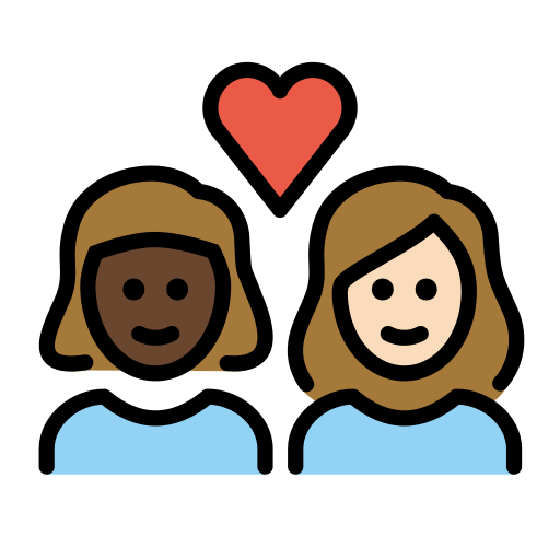 Casal Apaixonado: Mulher, Mulher, Pele Escura, Pele Clara para OpenMoji 16.0