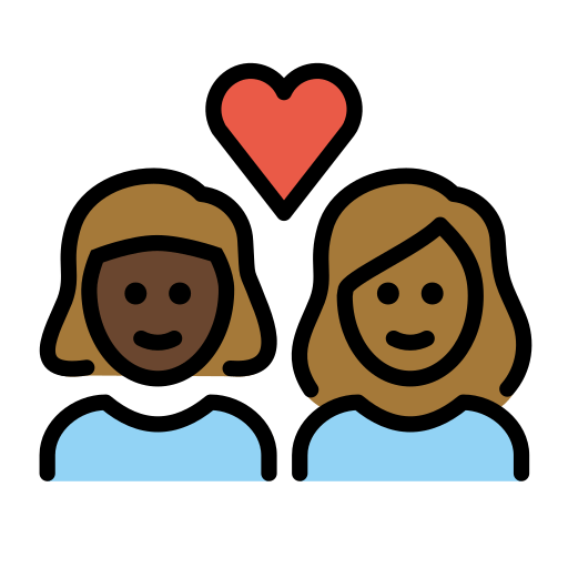 Casal Apaixonado: Mulher, Mulher, Pele Escura, Pele Morena Escura para OpenMoji 16.0