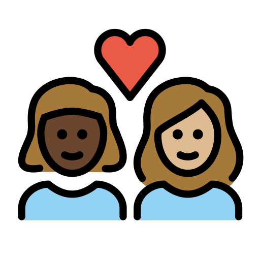 Casal Apaixonado: Mulher, Mulher, Pele Escura, Pele Morena Clara para OpenMoji 16.0