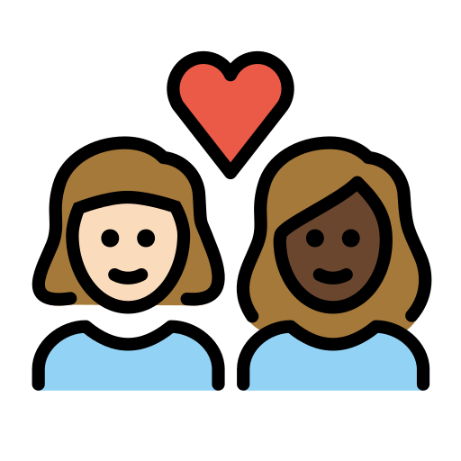 Casal Apaixonado: Mulher, Mulher, Pele Clara, Pele Escura para OpenMoji 16.0