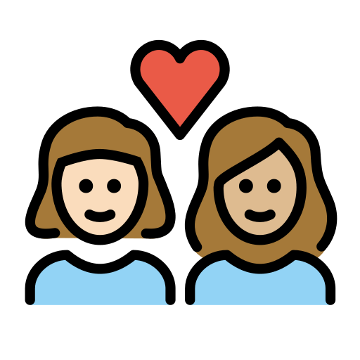 Casal Apaixonado: Mulher, Mulher, Pele Clara, Pele Morena Clara para OpenMoji 16.0