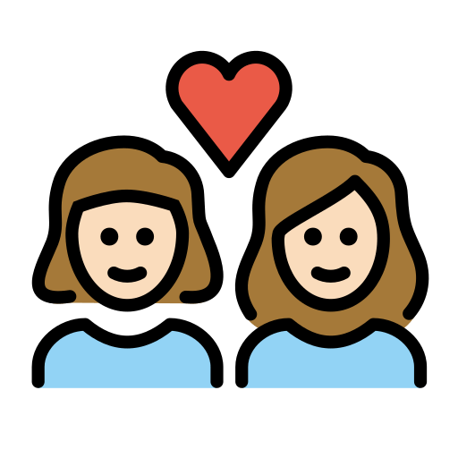 Casal Apaixonado: Mulher, Mulher, Pele Clara para OpenMoji 16.0