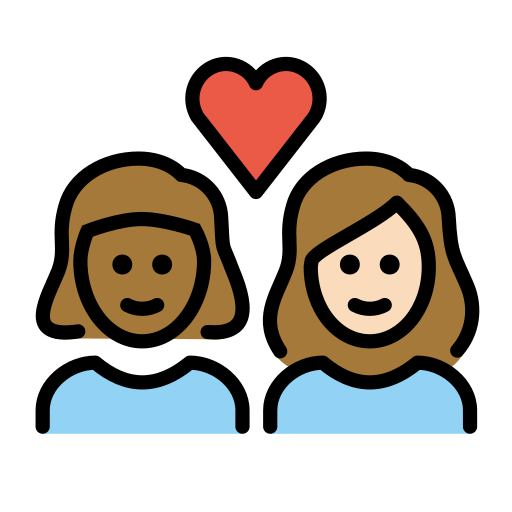 Casal Apaixonado: Mulher, Mulher, Pele Morena Escura, Pele Clara para OpenMoji 16.0