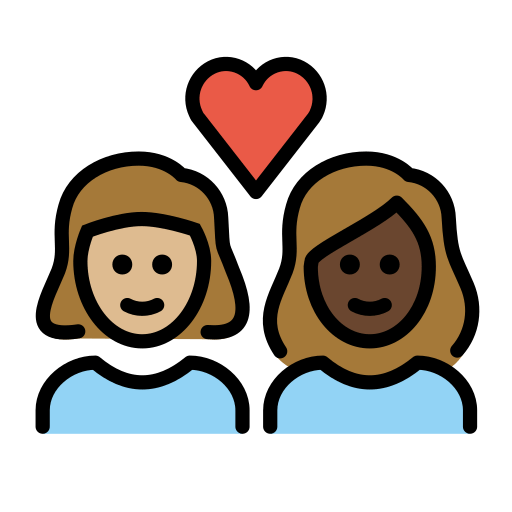 Casal Apaixonado: Mulher, Mulher, Pele Morena Clara, Pele Escura para OpenMoji 16.0