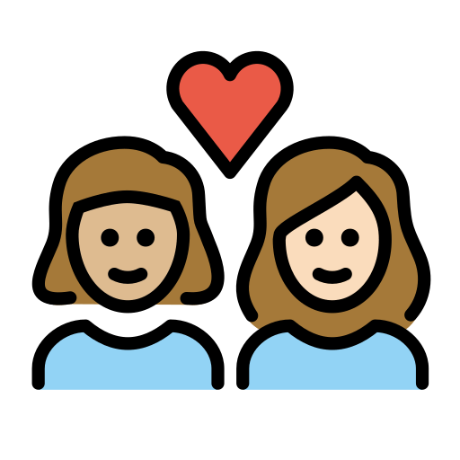 Casal Apaixonado: Mulher, Mulher, Pele Morena Clara, Pele Clara para OpenMoji 16.0