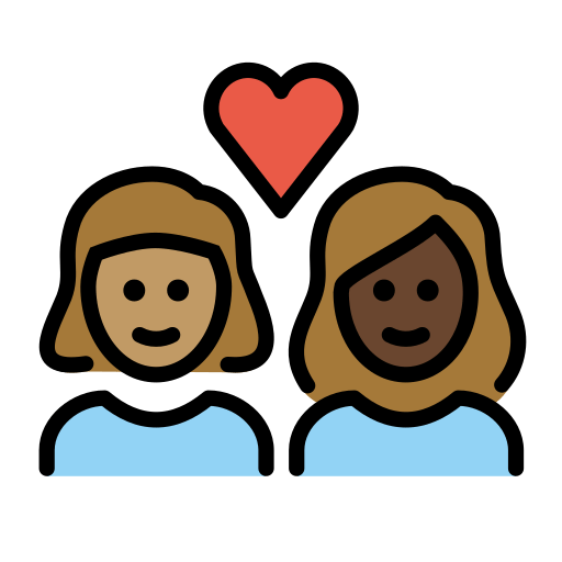 Casal Apaixonado: Mulher, Mulher, Pele Morena, Pele Escura para OpenMoji 16.0