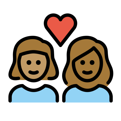 Casal Apaixonado: Mulher, Mulher, Pele Morena, Pele Morena Escura para OpenMoji 16.0