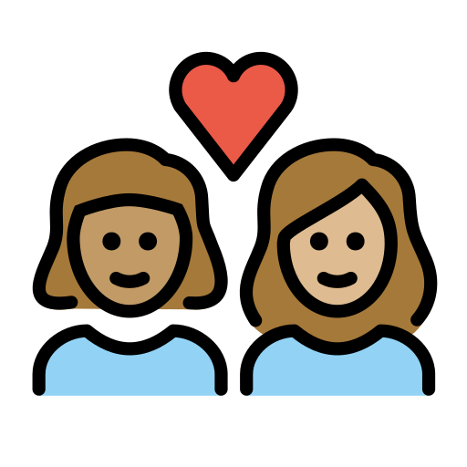 Casal Apaixonado: Mulher, Mulher, Pele Morena, Pele Morena Clara para OpenMoji 16.0