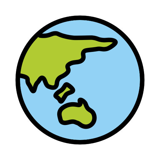 Globo Mostrando Ásia E Oceania para OpenMoji 16.0