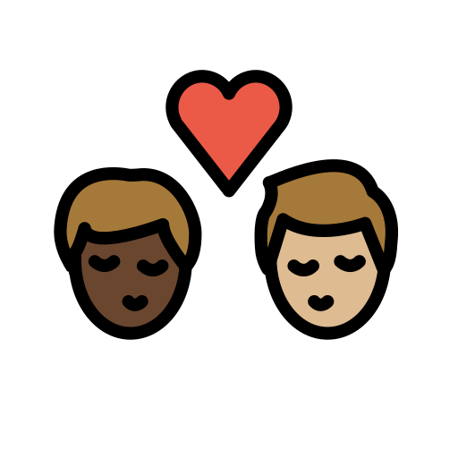 Beijo: Homem, Homem, Pele Escura, Pele Morena Clara para OpenMoji 16.0