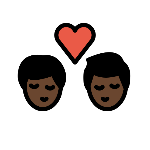 Поцілунок: чоловік чоловік дуже темний тон шкіри для OpenMoji 16.0