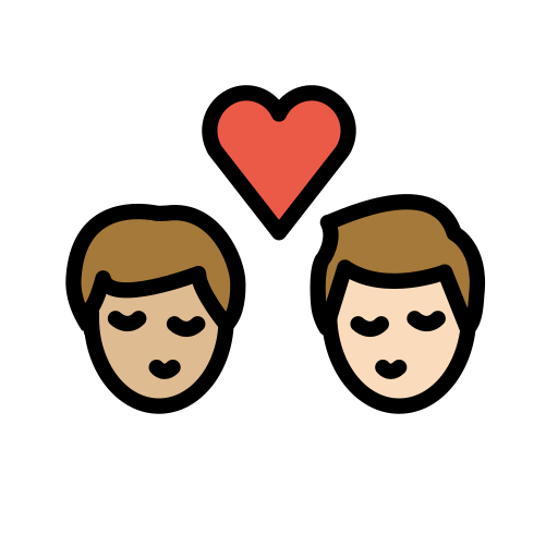 Beijo: Homem, Homem, Pele Morena Clara, Pele Clara para OpenMoji 16.0