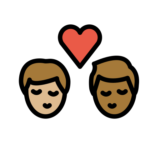 Beijo: Homem, Homem, Pele Morena Clara, Pele Morena Escura para OpenMoji 16.0