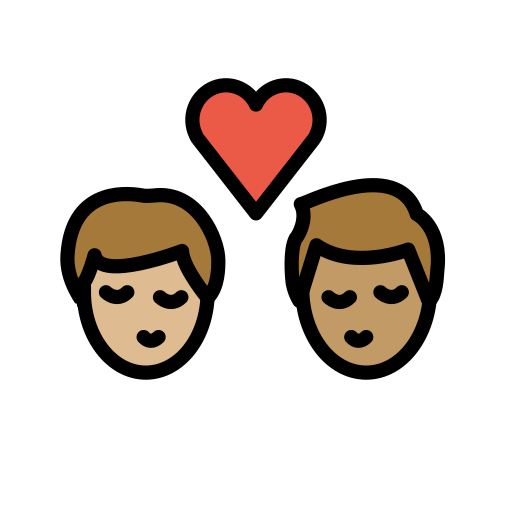 Поцілунок: чоловік чоловік світлий тон шкіри середній тон шкіри для OpenMoji 16.0