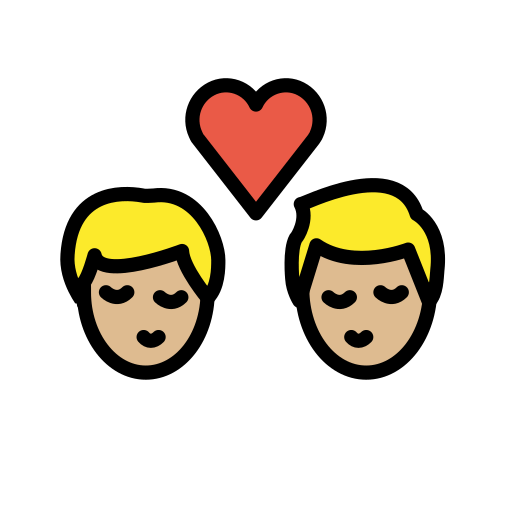 Beijo: Homem, Homem, Pele Morena Clara para OpenMoji 16.0