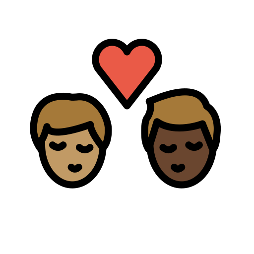 Beijo: Homem, Homem, Pele Morena, Pele Escura para OpenMoji 16.0