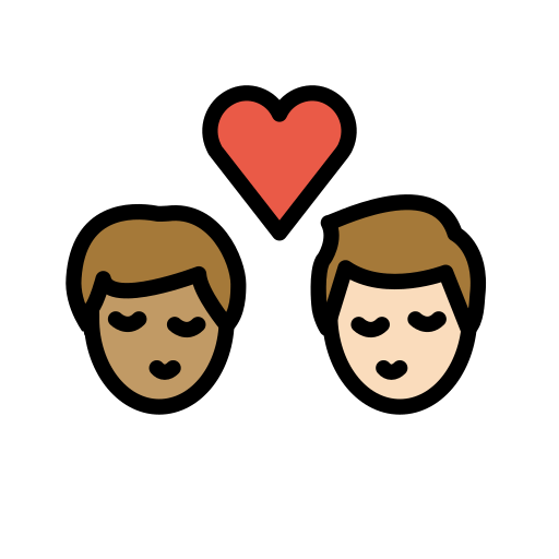 Beijo: Homem, Homem, Pele Morena, Pele Clara para OpenMoji 16.0