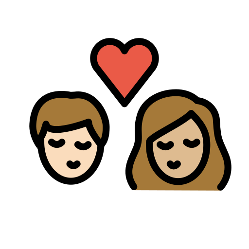 Beijo: Mulher, Homem, Pele Clara, Pele Morena Clara para OpenMoji 16.0