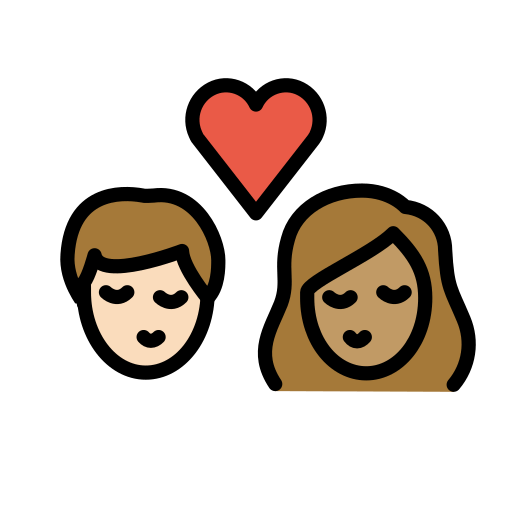 Beijo: Mulher, Homem, Pele Clara, Pele Morena para OpenMoji 16.0