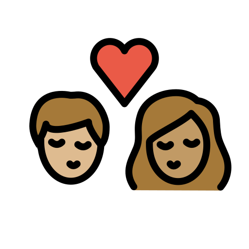 Beijo: Mulher, Homem, Pele Morena Clara, Pele Morena para OpenMoji 16.0
