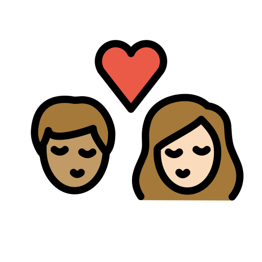 Beijo: Mulher, Homem, Pele Morena, Pele Clara para OpenMoji 16.0