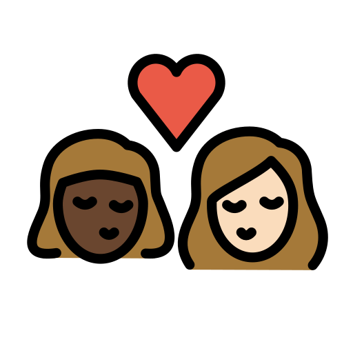 Beijo: Mulher, Mulher, Pele Escura, Pele Clara para OpenMoji 16.0
