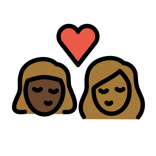 Beijo: Mulher, Mulher, Pele Escura, Pele Morena Escura para OpenMoji 16.0