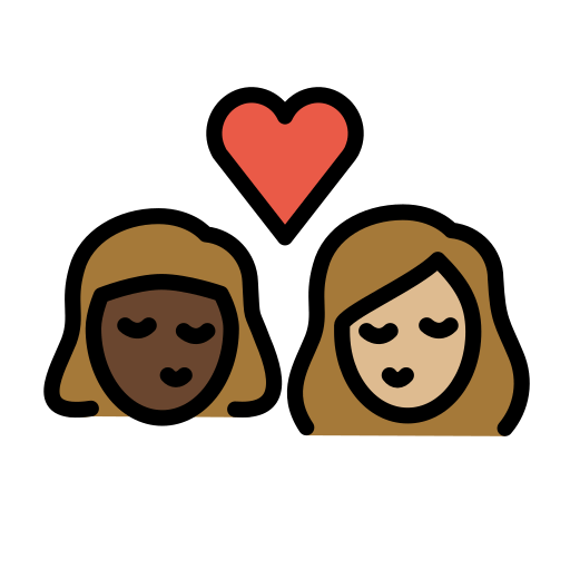 Beijo: Mulher, Mulher, Pele Escura, Pele Morena Clara para OpenMoji 16.0
