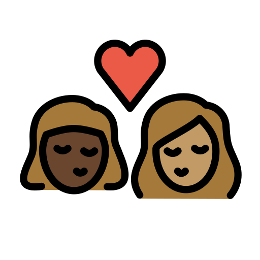 Beijo: Mulher, Mulher, Pele Escura, Pele Morena para OpenMoji 16.0