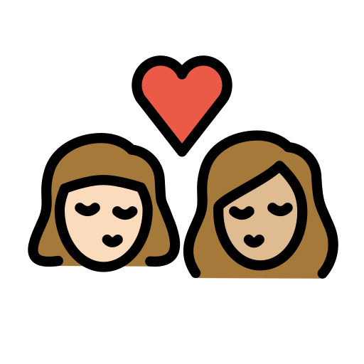 Beijo: Mulher, Mulher, Pele Clara, Pele Morena Clara para OpenMoji 16.0