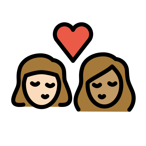Beijo: Mulher, Mulher, Pele Clara, Pele Morena para OpenMoji 16.0