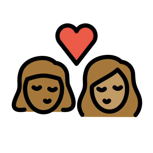 Beijo: Mulher, Mulher, Pele Morena Escura, Pele Morena para OpenMoji 16.0