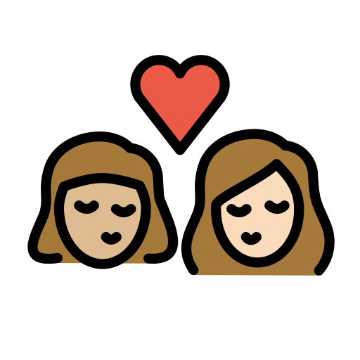 Beijo: Mulher, Mulher, Pele Morena Clara, Pele Clara para OpenMoji 16.0