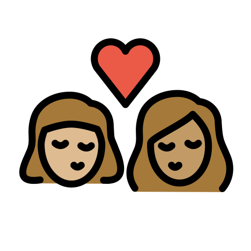 Beijo: Mulher, Mulher, Pele Morena Clara, Pele Morena para OpenMoji 16.0