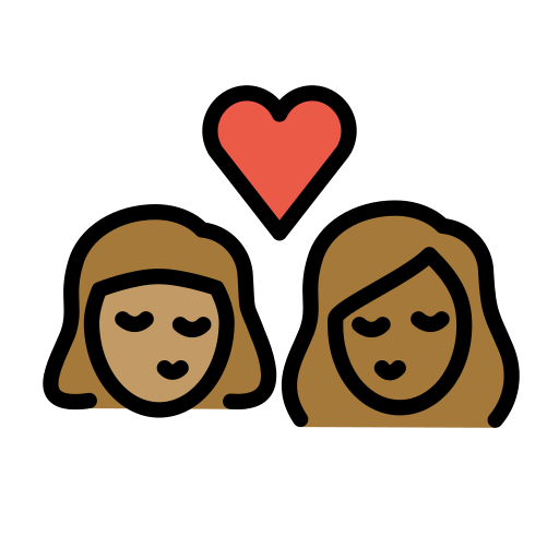Beijo: Mulher, Mulher, Pele Morena, Pele Morena Escura para OpenMoji 16.0