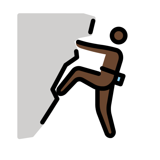 Чоловік піднімається по скелі: дуже темний тон шкіри для OpenMoji 16.0