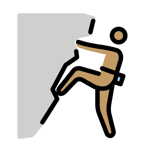 Чоловік піднімається по скелі: середній тон шкіри для OpenMoji 16.0