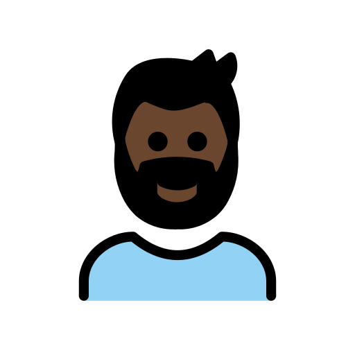 Бородатий чоловік: дуже темний тон шкіри для OpenMoji 16.0