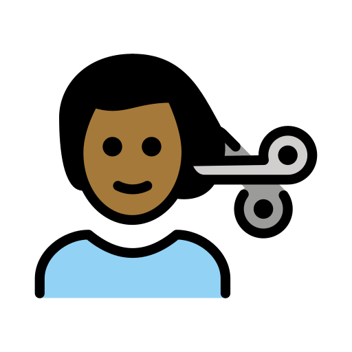 Homem Cortando O Cabelo: Pele Morena Escura para OpenMoji 16.0