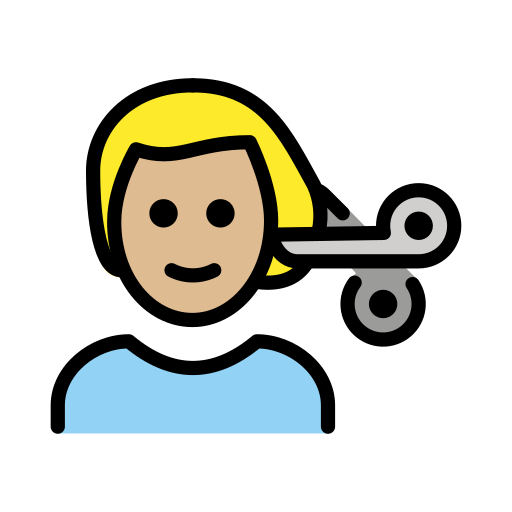 Man Getting Haircut: Medium-Light Skin Tone para OpenMoji 16.0
