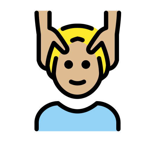 Homem Recebendo Massagem Facial: Pele Morena Clara para OpenMoji 16.0