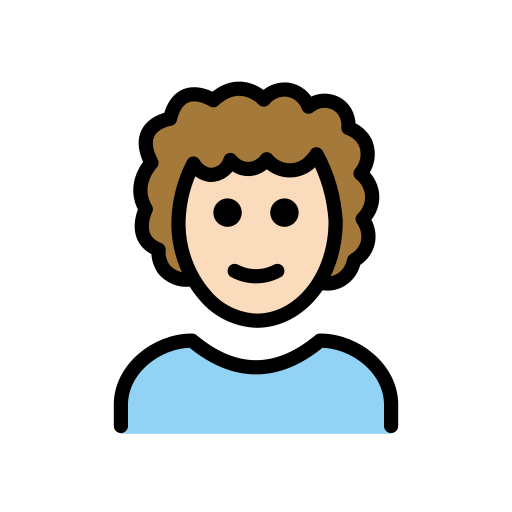 Чоловік: Дуже світлий тон шкіри кучеряве волосся для OpenMoji 16.0