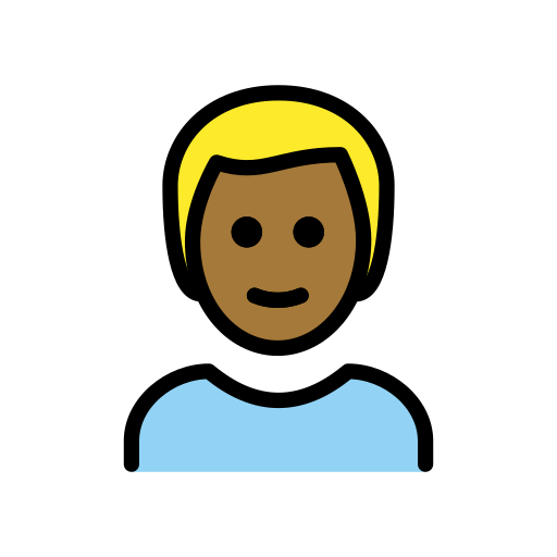 Homem: Cabelo Loiro: Pele Morena Escura para OpenMoji 16.0